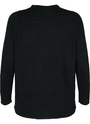 Zizzi Textured knitted top with round neck, Black, Packshot image number 1