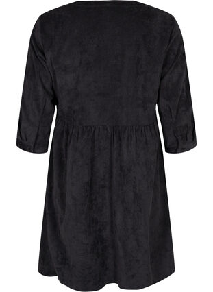 Zizzi Velvet dress with 3/4-length sleeves and buttons, Black, Packshot image number 1