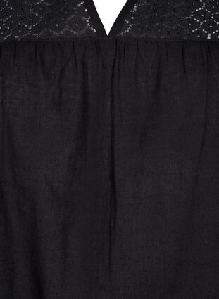 Zizzi Bluzka z mieszanki bawelny z lnem i szydelkowymi detalami, Black, Packshot image number 2