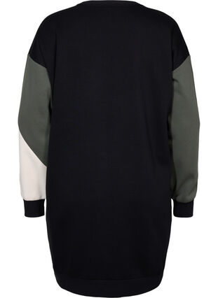 Zizzi Dluga bluza z kolorowym wzorem, Black Color Block, Packshot image number 1