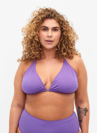 Zizzi Trójkatna góra od bikini w jednolitym kolorze, Royal Lilac, Model image number 0