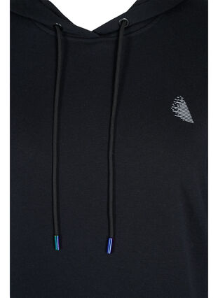 Zizzi Sweatshirt with hood and pockets, Black, Packshot image number 2