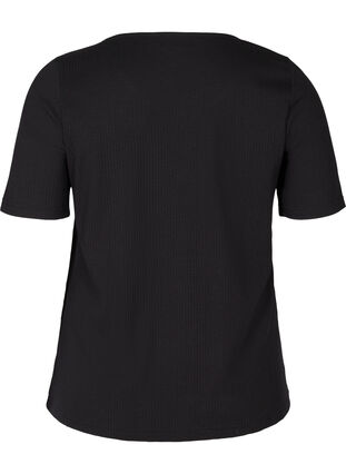 Zizzi Short-sleeved T-shirt with buttons, Black, Packshot image number 1