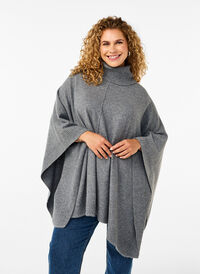 Poncho z golfem, Medium Grey Melange, Model