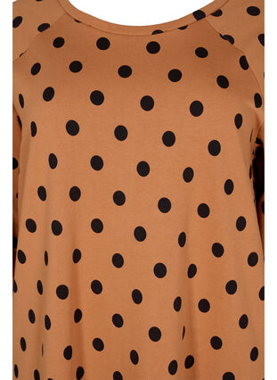 Zizzi Polka dot dress with 3/4 sleeves, Almond Black Dot, Packshot image number 2