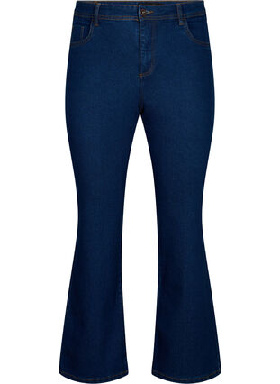 Zizzi FLASH – jeansy o wysokiej talii z rozcieciem na buty, Blue denim, Packshot image number 0