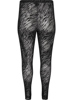 Zizzi Patterned mesh leggings, Black Tiger AOP, Packshot image number 1