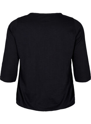 Zizzi Bawelniany top z rekawami 3/4, Black, Packshot image number 1