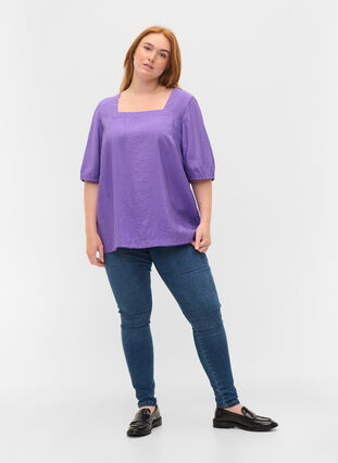 Zizzi Balloon sleeve blouse, Passion Flower, Model image number 2