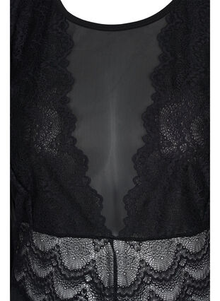 Zizzi Bodystocking with mesh and lace, Black, Packshot image number 2