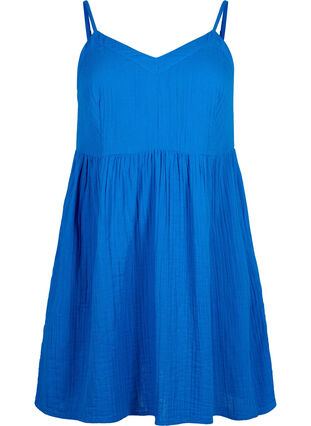 Bawelniana sukienka plazowa z waskimi ramiaczkami, Victoria blue, Packshot image number 0