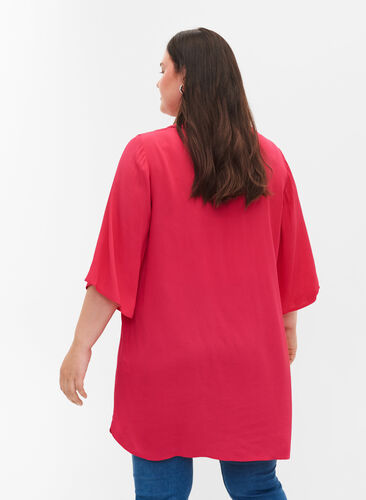 Zizzi Viscose tunic with 3/4 sleeves, Love Potion, Model image number 1