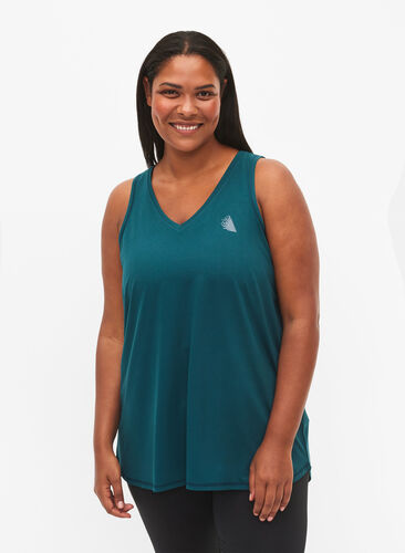 Zizzi Sportowy top z dekoltem w szpic, Deep Teal, Model image number 0