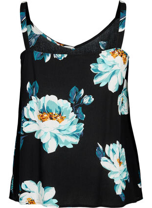 Zizzi Sleeveless top in viscose, Black Big Flower, Packshot image number 1