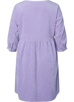 Zizzi Velvet dress with 3/4-length sleeves and buttons, Wisteria, Packshot image number 1