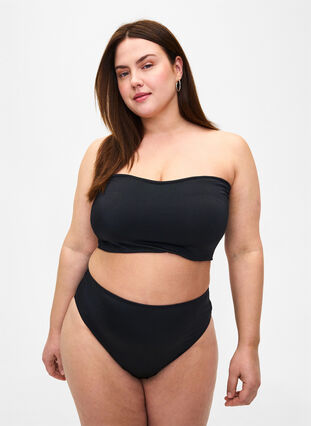 Zizzi Dól bikini w jednolitym kolorze z regularnym stanem, Black, Model image number 0
