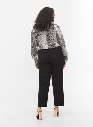 Zizzi Monochrome trousers with straight fit, Black, Model image number 1