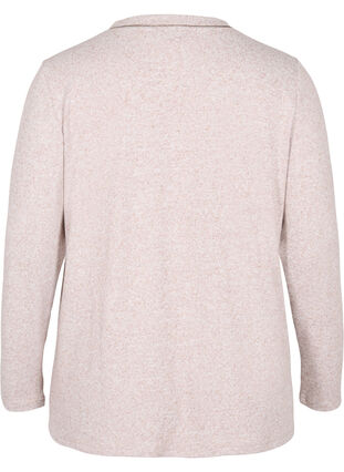 Zizzi Top with v-neck and long sleeves, Natural Mel., Packshot image number 1