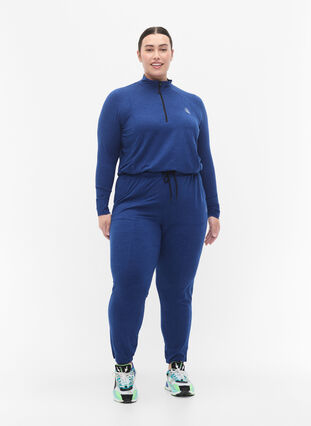 Zizzi Spodnie treningowe z kieszeniami i sznurkami, S. Blue / Black Mel., Model image number 3