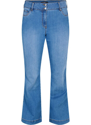 Zizzi Jeansy Ellen z wycieciem na buty z wysokim stanem, Blue denim, Packshot image number 0