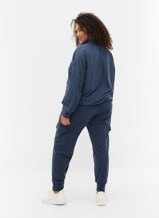 Zizzi Jogging bottoms with cargo pockets, Insignia Blue Mel. , Model image number 1