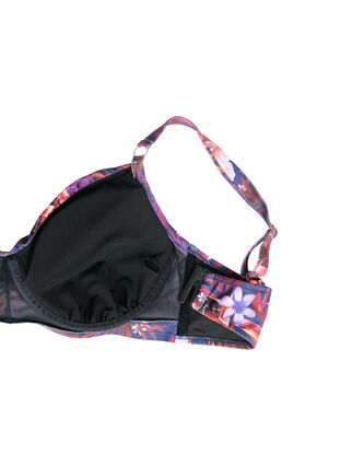 Zizzi Biustonosz bikini z nadrukiem i fiszbinami, Purple Flower, Packshot image number 3