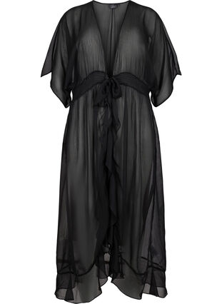 Zizzi Short-sleeved beach kimono, Black, Packshot image number 0