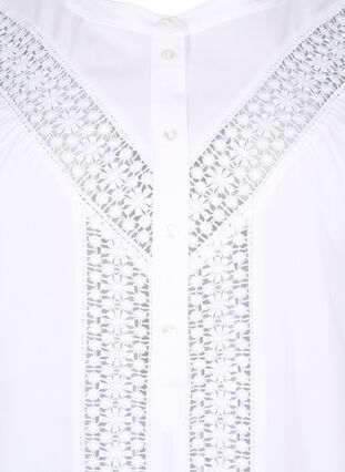 Bluzka z wiskozy z koronkowym wykonczeniem, Bright White, Packshot image number 2