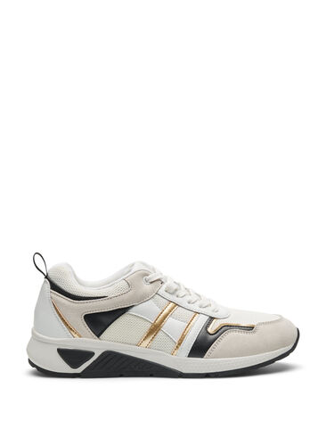 Zizzi Wide fit trainers, White/Gold, Packshot image number 0