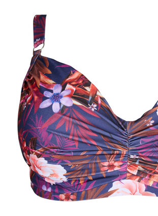 Zizzi Biustonosz bikini z nadrukiem i fiszbinami, Purple Flower, Packshot image number 2