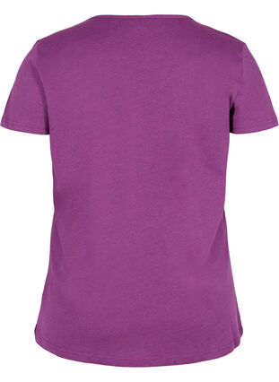 Zizzi Short-sleeved T-shirt with V-neck and mesh, Gloxinia, Packshot image number 1