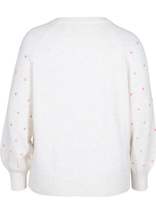 Zizzi Knitted jumper with embroidery details, Birch w. Hearts, Packshot image number 1