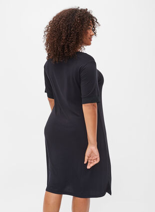 Zizzi Short-sleeved nightie in viscose, Black, Model image number 1