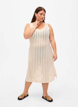 Zizzi Lekka tkana sukienka plazowa z rozcieciami, Brazilian Sand, Model image number 0