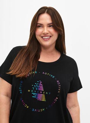 Zizzi Sportowa koszulka z nadrukiem, Black/Hologram logo, Model image number 2