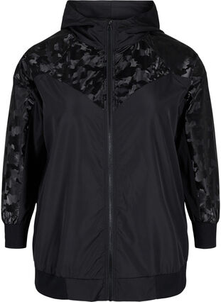 Zizzi Sports jacket with tone-on-tone pattern, Black, Packshot image number 0