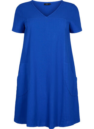 Zizzi Short-sleeved cotton dress, Surf the web, Packshot image number 0