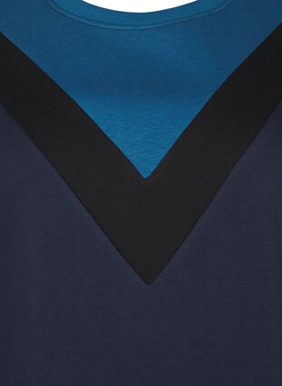 Zizzi Dluga bluza dresowa w kolorowe bloki, Navy B. Color Block, Packshot image number 2