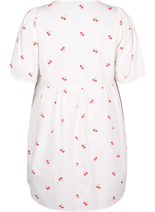 Zizzi Trapezowa sukienka z wisniowym nadrukiem, B. White/Cherry, Packshot image number 1