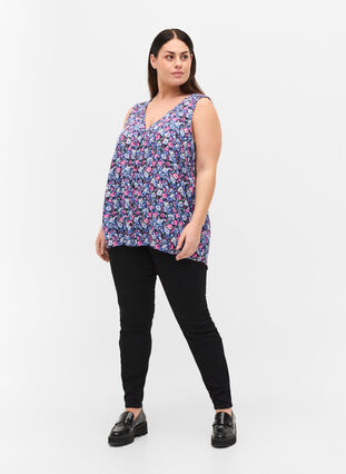 Zizzi Cotton blend jeggings with back pockets, Black, Model image number 2