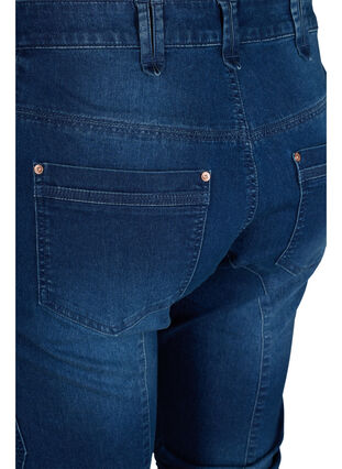 Zizzi Waskie jeansy capri z kieszeniami, Dark blue denim, Packshot image number 3