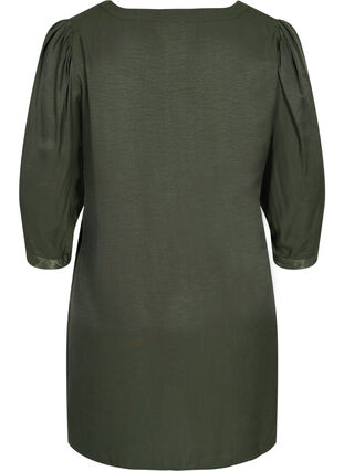 Zizzi 3/4-sleeved tunic with buttons, Deep Depths, Packshot image number 1