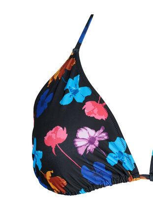 Zizzi Trójkatny biustonosz bikini z nadrukiem, Black Flower AOP, Packshot image number 2