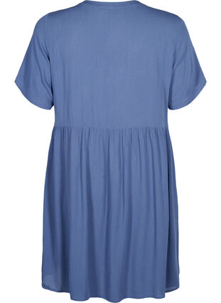 Zizzi Trapezowa sukienka z wiskozy z krótkimi rekawami, Moonlight Blue, Packshot image number 1