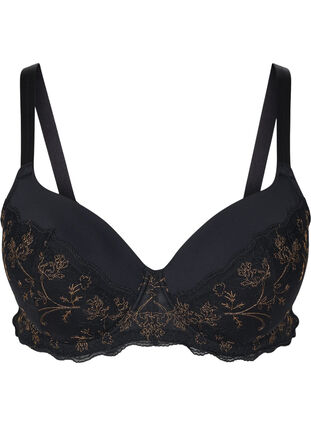 Zizzi Sophia underwire bra with lace and push-up, Black, Packshot image number 0