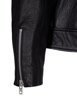 Zizzi Leather jacket with zip, Black, Packshot image number 3