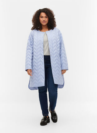 Zizzi Quilted jacket with buttons, Eventide, Model image number 2