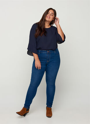 Zizzi Jegginsy wykonane z mieszanki bawelny, Blue denim, Model image number 3