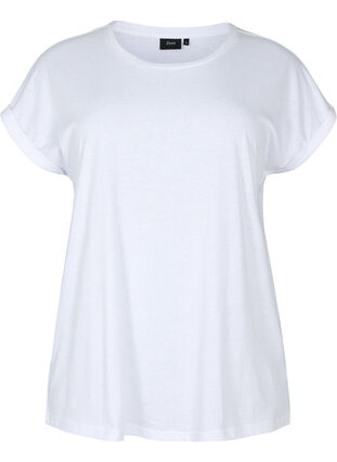 T-shirt z krótkim rekawem z mieszanki bawelny, Bright White, Packshot image number 0