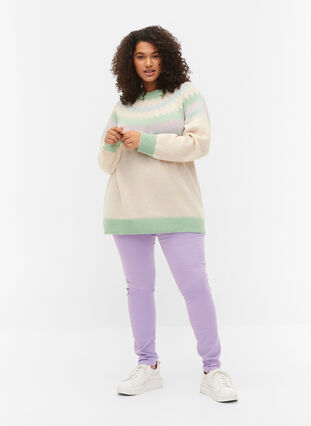 Zizzi Jacquard knit jumper, Birch Mel. Comb., Model image number 2